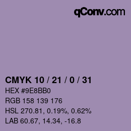 カラーコード: CMYK 10 / 21 / 0 / 31 | qconv.com