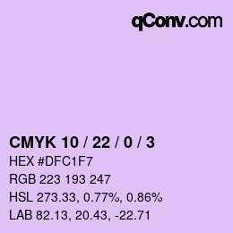 Color code: CMYK 10 / 22 / 0 / 3 | qconv.com