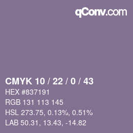 Farbcode: CMYK 10 / 22 / 0 / 43 | qconv.com