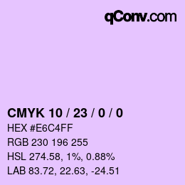 颜色代码: CMYK 10 / 23 / 0 / 0 | qconv.com