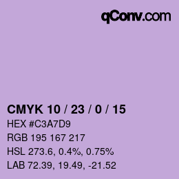 カラーコード: CMYK 10 / 23 / 0 / 15 | qconv.com