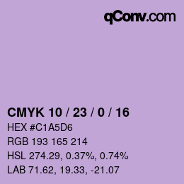 Color code: CMYK 10 / 23 / 0 / 16 | qconv.com