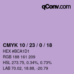 カラーコード: CMYK 10 / 23 / 0 / 18 | qconv.com