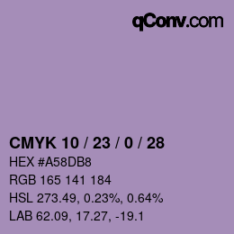 Color code: CMYK 10 / 23 / 0 / 28 | qconv.com