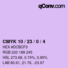 カラーコード: CMYK 10 / 23 / 0 / 4 | qconv.com