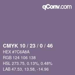 Color code: CMYK 10 / 23 / 0 / 46 | qconv.com