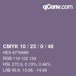 Color code: CMYK 10 / 23 / 0 / 48 | qconv.com
