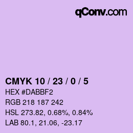 颜色代码: CMYK 10 / 23 / 0 / 5 | qconv.com