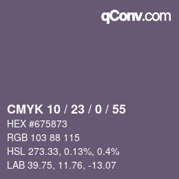 Color code: CMYK 10 / 23 / 0 / 55 | qconv.com