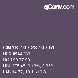 カラーコード: CMYK 10 / 23 / 0 / 61 | qconv.com