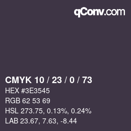 Color code: CMYK 10 / 23 / 0 / 73 | qconv.com
