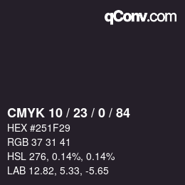 カラーコード: CMYK 10 / 23 / 0 / 84 | qconv.com