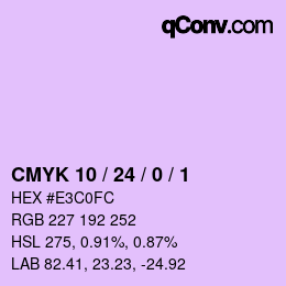 カラーコード: CMYK 10 / 24 / 0 / 1 | qconv.com