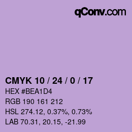 カラーコード: CMYK 10 / 24 / 0 / 17 | qconv.com