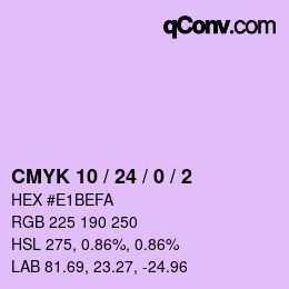 カラーコード: CMYK 10 / 24 / 0 / 2 | qconv.com