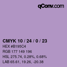 カラーコード: CMYK 10 / 24 / 0 / 23 | qconv.com