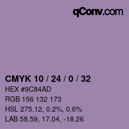 カラーコード: CMYK 10 / 24 / 0 / 32 | qconv.com