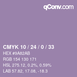 カラーコード: CMYK 10 / 24 / 0 / 33 | qconv.com