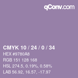 カラーコード: CMYK 10 / 24 / 0 / 34 | qconv.com