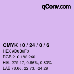 カラーコード: CMYK 10 / 24 / 0 / 6 | qconv.com
