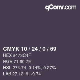 Color code: CMYK 10 / 24 / 0 / 69 | qconv.com