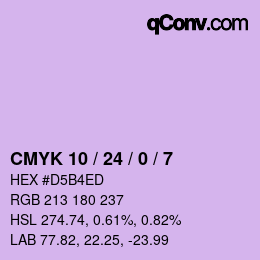 カラーコード: CMYK 10 / 24 / 0 / 7 | qconv.com