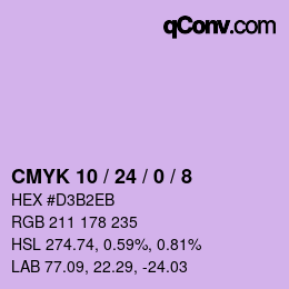 Farbcode: CMYK 10 / 24 / 0 / 8 | qconv.com