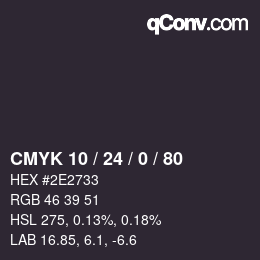 カラーコード: CMYK 10 / 24 / 0 / 80 | qconv.com