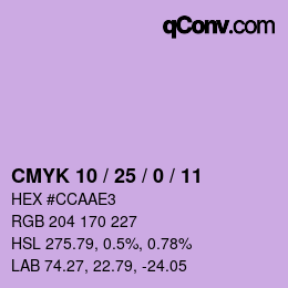 カラーコード: CMYK 10 / 25 / 0 / 11 | qconv.com