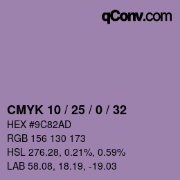 カラーコード: CMYK 10 / 25 / 0 / 32 | qconv.com