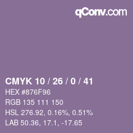 Color code: CMYK 10 / 26 / 0 / 41 | qconv.com