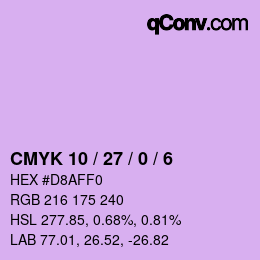 カラーコード: CMYK 10 / 27 / 0 / 6 | qconv.com