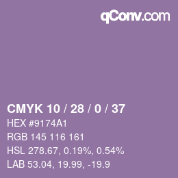 カラーコード: CMYK 10 / 28 / 0 / 37 | qconv.com