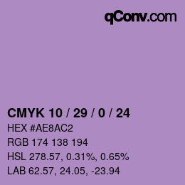 Color code: CMYK 10 / 29 / 0 / 24 | qconv.com