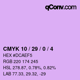 Color code: CMYK 10 / 29 / 0 / 4 | qconv.com