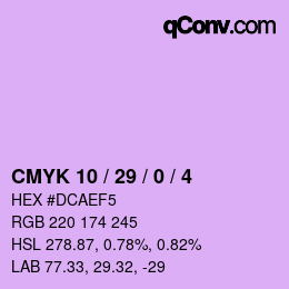 Color code: CMYK 10 / 29 / 0 / 4 | qconv.com