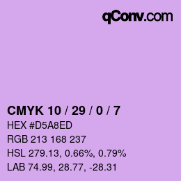 Color code: CMYK 10 / 29 / 0 / 7 | qconv.com