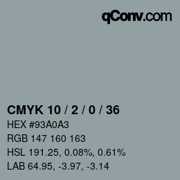 カラーコード: CMYK 10 / 2 / 0 / 36 | qconv.com