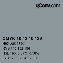 Color code: CMYK 10 / 2 / 0 / 39 | qconv.com