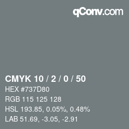 Color code: CMYK 10 / 2 / 0 / 50 | qconv.com