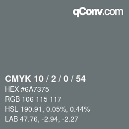 Farbcode: CMYK 10 / 2 / 0 / 54 | qconv.com