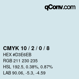 Color code: CMYK 10 / 2 / 0 / 8 | qconv.com