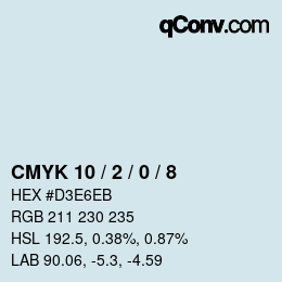 カラーコード: CMYK 10 / 2 / 0 / 8 | qconv.com