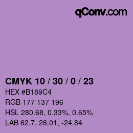 颜色代码: CMYK 10 / 30 / 0 / 23 | qconv.com