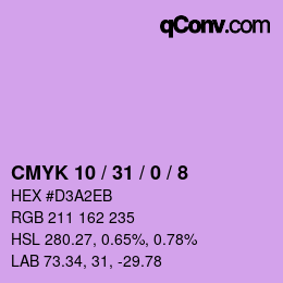 カラーコード: CMYK 10 / 31 / 0 / 8 | qconv.com