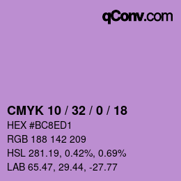Color code: CMYK 10 / 32 / 0 / 18 | qconv.com