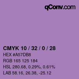 カラーコード: CMYK 10 / 32 / 0 / 28 | qconv.com