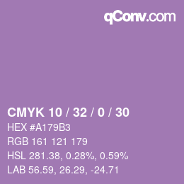 颜色代码: CMYK 10 / 32 / 0 / 30 | qconv.com