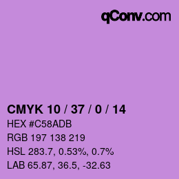 カラーコード: CMYK 10 / 37 / 0 / 14 | qconv.com