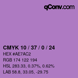 カラーコード: CMYK 10 / 37 / 0 / 24 | qconv.com